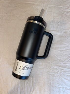 Stanley Matte Black Insulated Tumbler with Handle and Straw